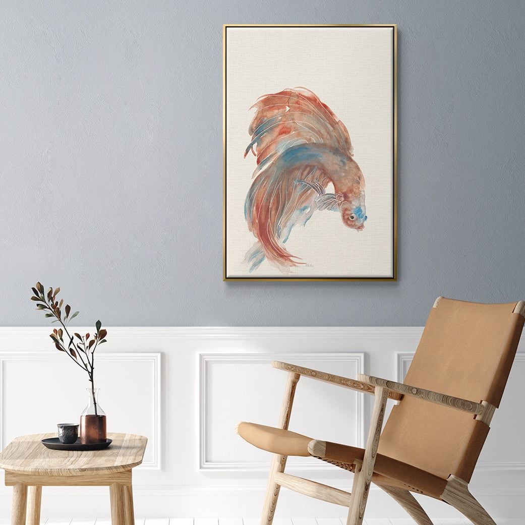 Betta III Framed Premium Gallery Wrapped Canvas - Ready to Hang - 17 x 25 - Gold Floating Frame