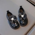 thumbnail image 4 of Girls' Heart Rhinestone Bow Flat Shoes, Soft Sole Casual Mary Janes, Ideal for Daily School Outfits, Weekend Strolls and Small Gathering Occasions Black 3.5-4 Years, 4 of 5