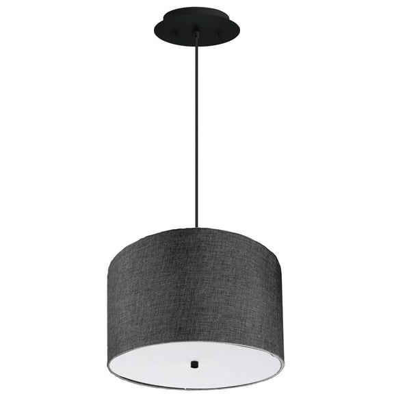 16" W 2 Light Pendant Granite Gray Shade with Diffuser, Black Cord