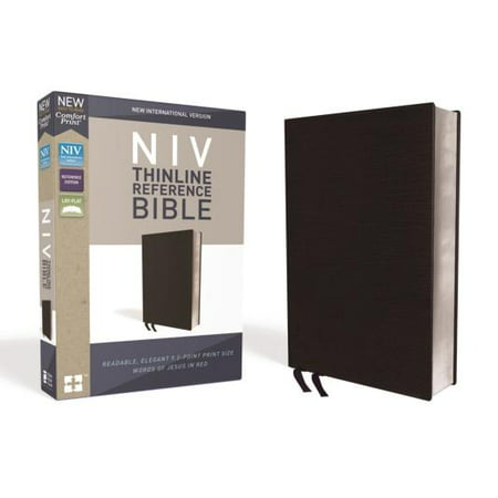 NIV, Thinline Reference Bible, Bonded Leather, Black, Red Letter Edition, Comfort
