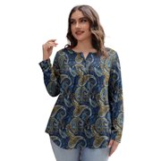a.Jesdani Womens Plus Size Long Sleeve Tunic Tops Casual Floral Henley Shirts m-4x