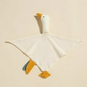 Pure Cotton Muslin Baby Bib Cute Goose Sleeping Dolls Newborn Saliva Towel Soothe Appease Towel Toddlers Burp Cloth Handkerchief White