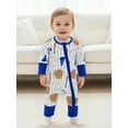 thumbnail image 3 of BemeyourBBs Newborn Baby Boy Baseball Outfit Romper Long Sleeve Round Neck Zip Up Full Length Jumpsuit, 3 of 9