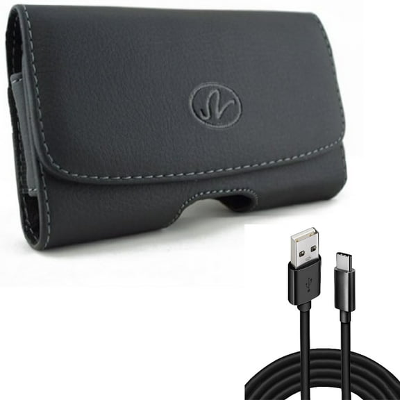 10ft USB-C Cable w Case Belt Clip for Samsung Galaxy S22 Plus,S21,S21 Plus,S21 S20 Plus,S20 Fan Edition,Fan FE 5G - Type-C Charger Cord Power, Leather Swivel Holster