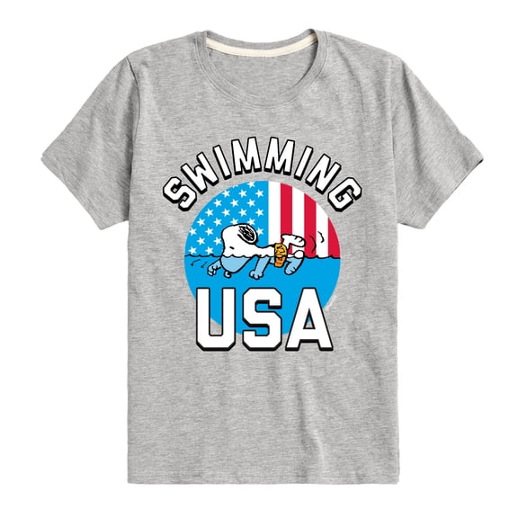 Peanuts - USA Swimming - Youth Boys Short Sleeve Graphic T-Shirt