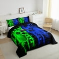 thumbnail image 4 of Feelyou Neon Game Console Bedding Comforter Set for Kids, Green Blue Square Abstract Twin Comforter Sets, Video Game Controller Reversible Bedding Set, Microfiber Bedroom Decor, 2 Pieces, 4 of 9