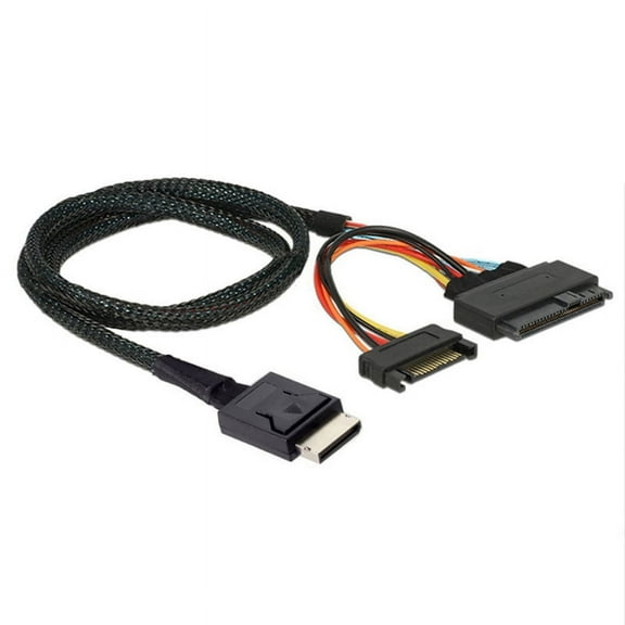 Gen 4 Oculink SFF-8611 4I to PCIe SFF-8639 U.2 NVMe with 15P Male Power Server Cable