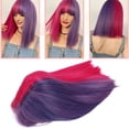 thumbnail image 2 of Peluca larga y recta, peluca de dama rosa de pelo falso para mujer larga y recta hecha a mano con cuidado, 2 of 8