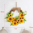 thumbnail image 5 of Artificial Sunflower Wreath with Yellow Sunflower and Green Leaves Front Door Wreaths for All Seasons, 5 of 5