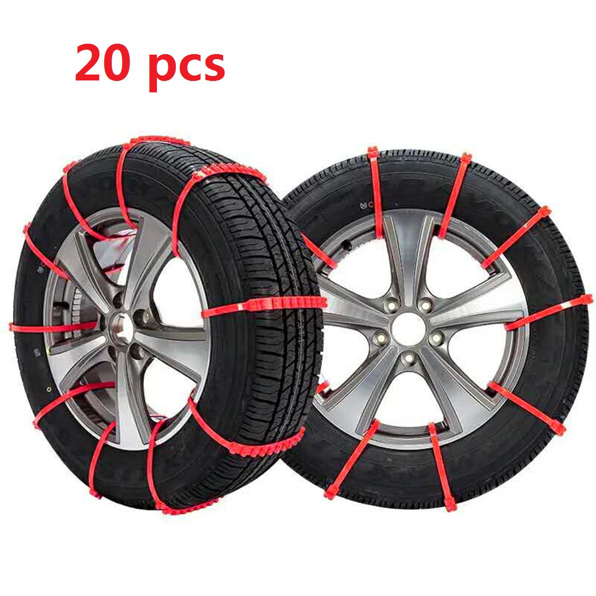 10Pcs Snow Tire Chain Anti-Slip Chains Adjustable Nylon Zip-Tie Track Claws Emergency Straps Durable and Stable Noise Reduction Mute Orange 