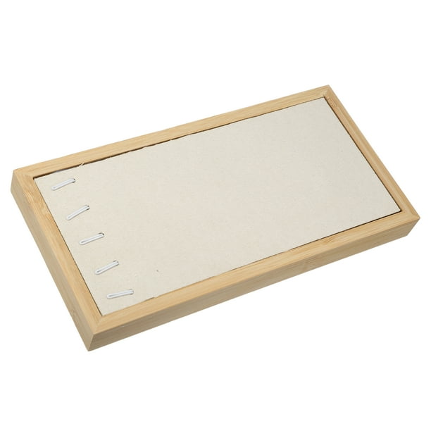 Bandeja de madera de bambú para pulseras, bandeja de almacenamiento apilable para joyas, organizador de exhibición para pulseras, color beige