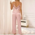 thumbnail image 4 of Kaemgyyd Womens Silk Satin Pajamas Set 2 PCS Pj Sets Solid Bridesmaid Loungewear Trendy Sleeveless Cami Top and Pants Sleepwear, 4 of 6