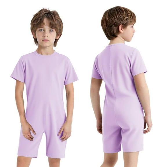 vastwit Girls Boys One-Piece Special Needs Adaptive Clothing Shorty Romper Short Leg Knee Length Lavender 8