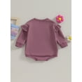 thumbnail image 5 of FEORJGP Infant Girl Sweatshirt Jumpsuit Newborn Baby Long Sleeve Romper Solid Color Ruffled Round Neck Bodysuit Toddler Loose Casual Spring Fall Clothes, 5 of 9