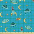 thumbnail image 2 of Ambesonne Space Fabric by the Yard Upholstery, Spaceships Moon Planet Art, 1 Yard, Sea Blue and Pale Orange, 2 of 5