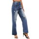 thumbnail image 1 of Gibobby Jeans mujer cintura alta Pantalones de pierna ancha delgados de cintura Nuevos pantalones de piso sueltos de contraste Pantalones de mezclilla(Azul,CH), 1 of 5