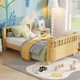 thumbnail image 4 of Twin Size Montessori Bed with Detachable Rails, Solid Wood Low-Profile Platform Bed with Fence, No Box Spring Needed (Natural), 4 of 9