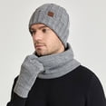 thumbnail image 2 of Aoochasliy Winter Scarfs Clearance 3PCS Suit Women Solid Knitting Hat Warm Windproof Baggy Stretch Winter Soft Hat + Gloves + Scarf Set, 2 of 8