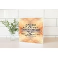 thumbnail image 2 of Him Who Strengthens Me Orange Geometric 10 x 10 Wood Tabletop Sign Plaque, 2 of 4