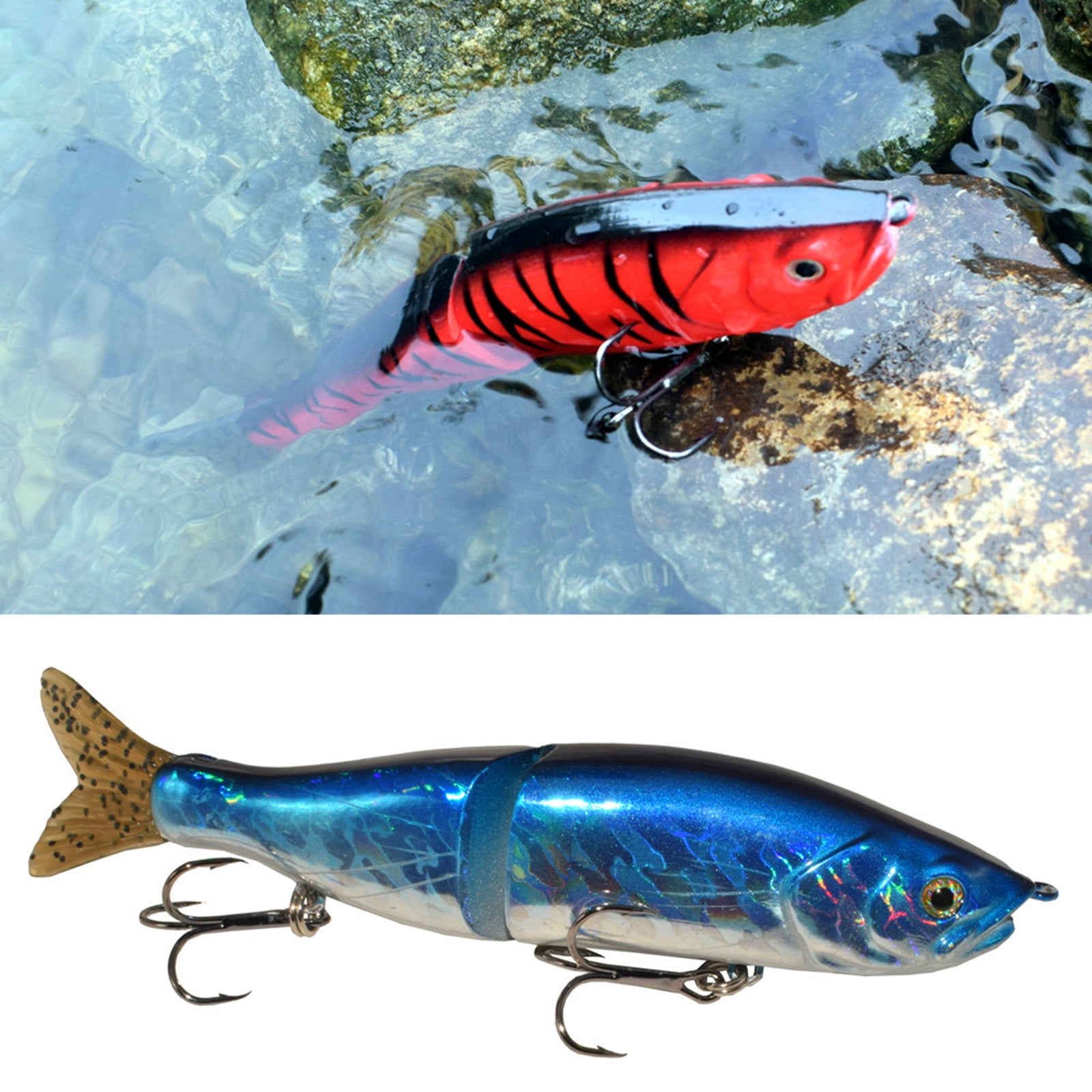 Fishing  Lure Bait Swimbait Crankbait for Muskie Trout Catfish Bass Jerkbait Fishhook 2segment 6inch  Minow  Lifelike Fish