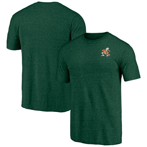 Men's Green Miami Hurricanes Vintage Left Chest Distressed Tri-Blend T-Shirt