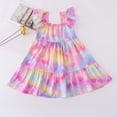 thumbnail image 4 of Girls Summer Cute Dress Square Neck Ruffled Sleeveless Pleated A Line Dresses Casual Stylish Midi Sundress (4 Years, Multicolor), 4 of 6