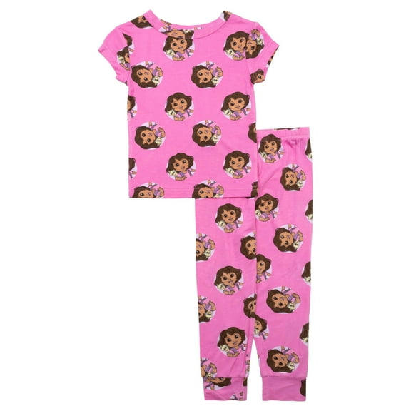 Nickelodeon Girls' 2-Piece Loose-fit Pajama Set, Soft & Cute for Kids, Lovely Dora
