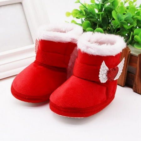 

RETAP Baby Boy Girl Cotton Snow Boots With Loves Mid-tube Boots Infant Anti-slip Toddler Shoes