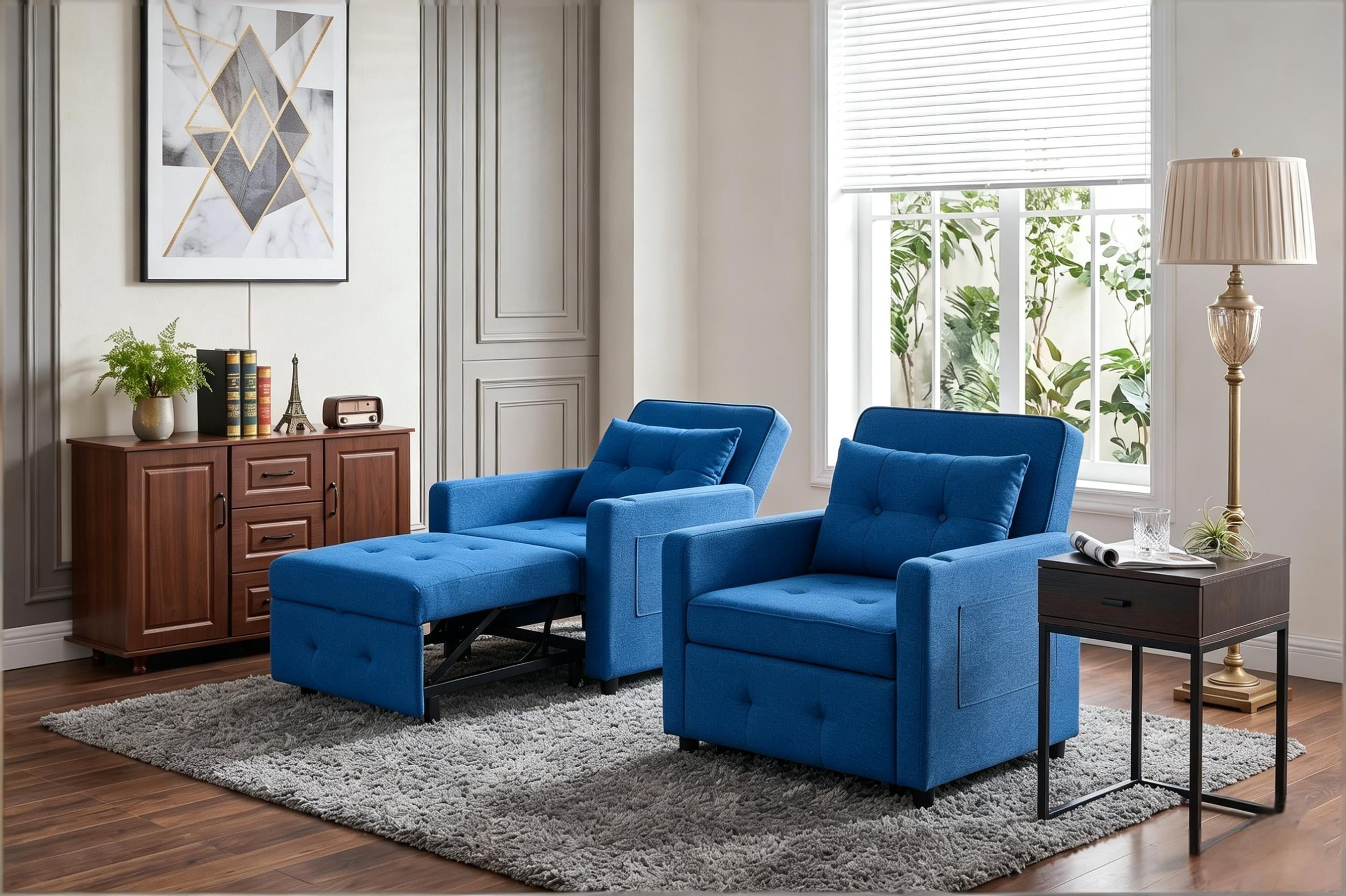 Howcool 3-in-1 Sleeper Chair Convertible Pull Out Bed Adjustable Armchair Sofa Bed with USB & Side Pocket