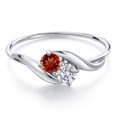 thumbnail image 3 of Gem Stone King 10K White Gold Round Red Garnet and White Lab Grown Diamond Ring for Women (0.37 Cttw, Round 3.5MM, Gemstone January Birthstone, Size 5), 3 of 6