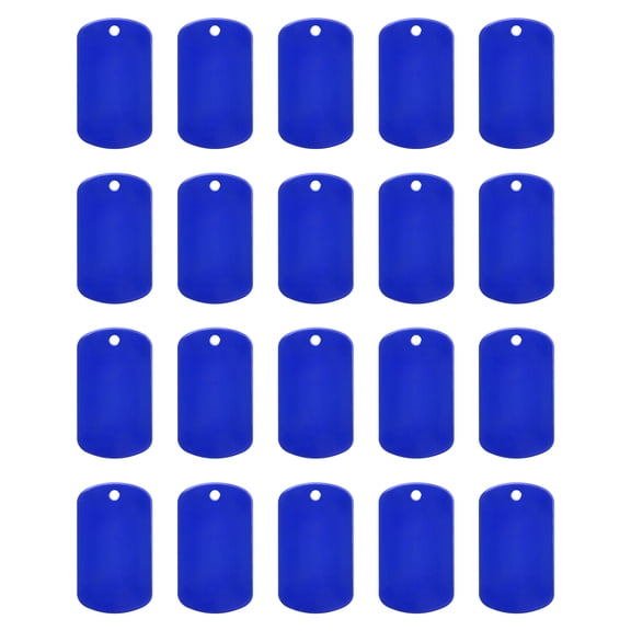 Metal Blank Tags Stamping, Blue Blank Dog Tags DIY Engraving Tags for Pet Dog ID Tags, Pendant Tag, 20pcs
