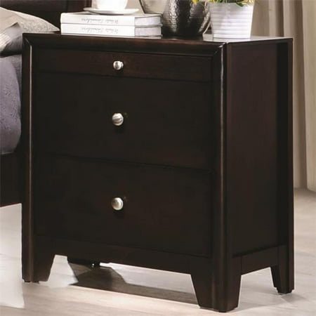 Benzara Bm182713 Wooden Nightstand With 2 Drawers 1 Pull Out