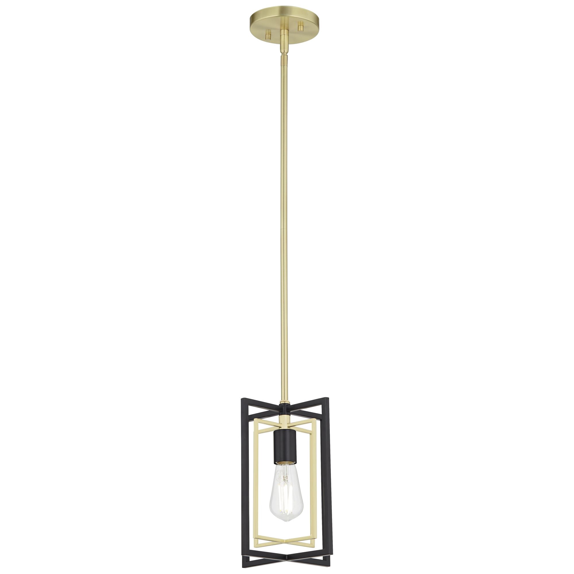 Possini Euro Design Nima Black Gold Mini Pendant Light 8" Wide Modern Open Rectangle Metal Fixture for Dining Room Kitchen Island