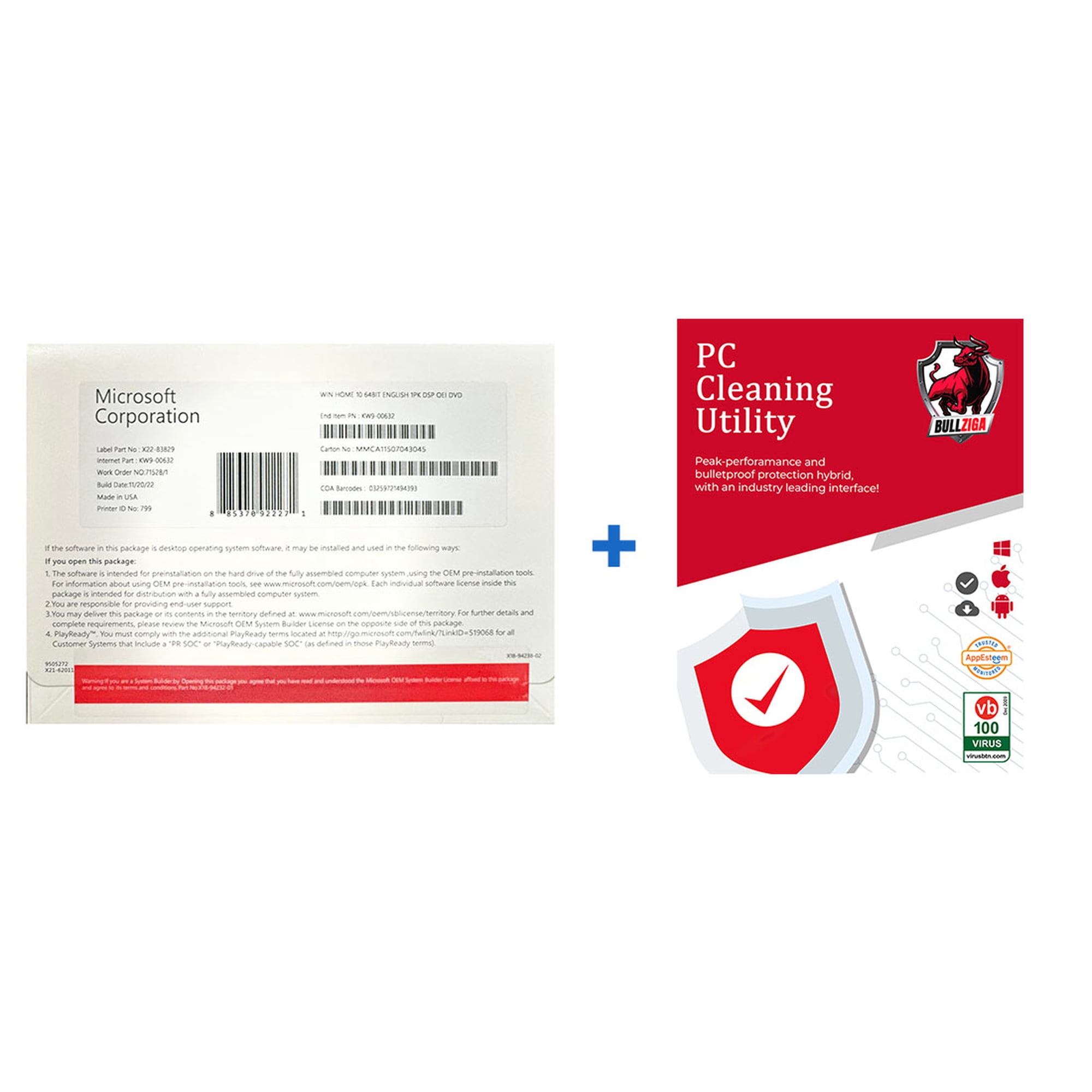 Microsoft Windows 10 Home with Free BullZIGA PC Cleaning Utility 1-Year | 1-Device (Windows/Mac OS/Android/iOS)
