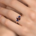 thumbnail image 4 of Gem Stone King 2.03 Ct Oval Checkerboard Red Garnet Blue Created Sapphire 18K Rose Gold Plated Silver Ring, 4 of 6