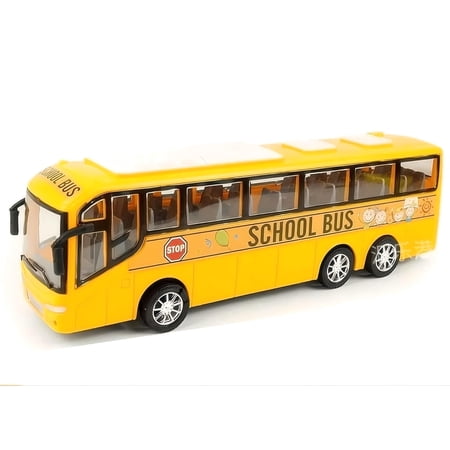 AUTERCO 1:30 Scale Yellow School Bus Model Toy Car for Kids, 12.5" Plastic Inertia City Bus Toy Vehicle Children’s Buses, Great Gifts for Boys Girls (Yellow)