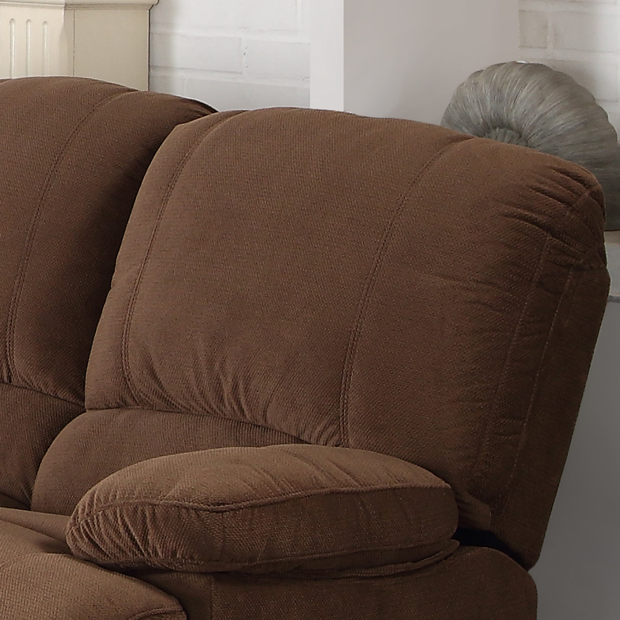 Kevin Collection Contemporary 3-Piece Upholstered Transitional Sectional Set with 4 Recliners, Storage Console, and Cup Holders, Brown