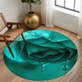 thumbnail image 2 of Round Rugs 5Ft, Green Rose Round Area Rug Washable Indoor Throw Carpet, Elegance Fantasy Flowers Romantic Soft Non Slip Circle Rug for Cabinet Bathroom Home Decor Aesthetic, 2 of 8