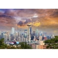 thumbnail image 2 of wall26 - Seattle Washington Cityscape Skyline with Stormy Sky - Removable Wall Mural | Self-Adhesive Large Wallpaper - 100x144 inches, 2 of 6