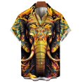 thumbnail image 2 of Camisa hawaiana con estampado de elefante en 3D, ropa de verano, manga corta, informal, con solapa y botones, para playa, ropa de calle para hombre, 2 of 5