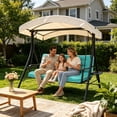 thumbnail image 5 of SDJPOI Outdoor Porch Swing Cushions, 4" Thick 3 Seater swing replacement cushions, 63'' Waterproof Bench Cushions with Backrest & Ties for Patio Furniture, 5 of 7
