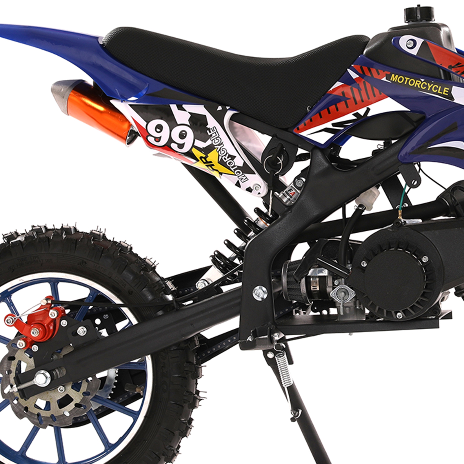 WETLA 49cc Kids Dirt Bike Gas Powered, 40KM/H Mini Motorcycle with 10-Inch Off-Road Tires, 150kg Load Capacity, 2-Stroke Engine Motocross Bike(Blue)