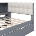 thumbnail image 7 of Mirightone Wood Twin Size Trundle Bed with Storage Shelves and Upholstered Headboard, Twin Daybed with Desk and Trundle for Adults Teens – Gray, 7 of 7