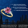 thumbnail image 2 of Gem Stone King 3.91 Ct Oval Pink Mystic Topaz White Topaz 18K Yellow Gold Plated Silver Ring, 2 of 6