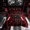 thumbnail image 1 of YST Literie de Jeu pour Garçons, Ensembles de Douillette Format Grand Gamepad, à Carreaux Rouges, Réversible Noir, 1 of 7