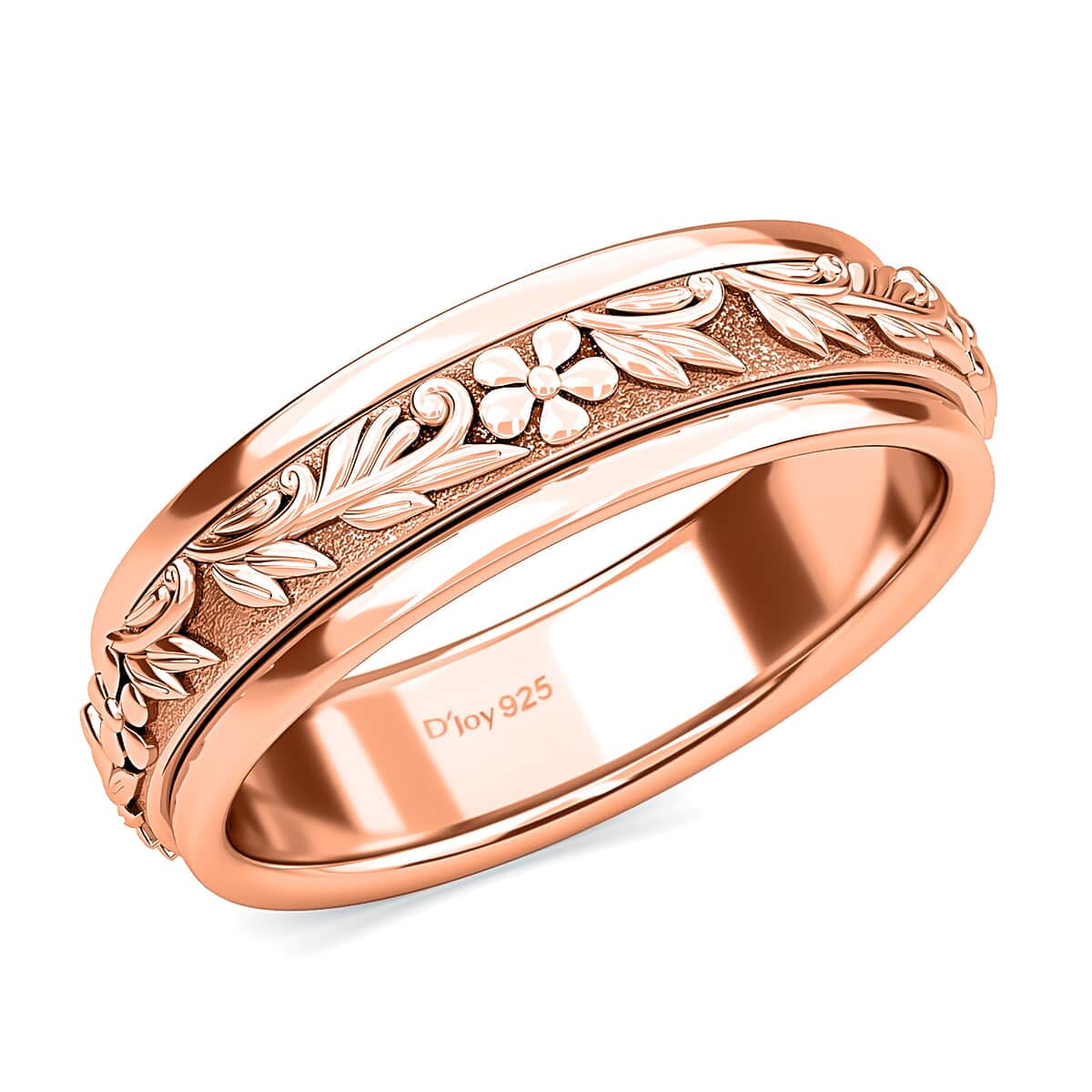Shop LC Women 925 Silver Vermeil Rose Gold over Floral Spinner Elegant  Anxiety Ring Size 8 Birthday Gifts for Women