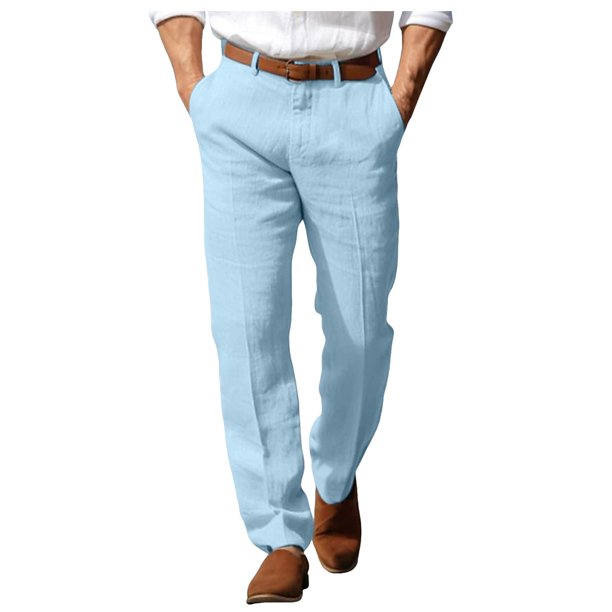 Pantalones de playa de verano para hombre: pierna recta, tejido transpirable, bolsillos delanteros. Pantalones formales/casuales para todas las ocasiones.