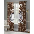 thumbnail image 4 of Coffee Cup Beans Sheer Curtains for Living Room Bedroom, Cafe Retro Dark Brown Background Vintage Light Filtering Sheer Curtains, Rod Pocket Voile Window Drapes, 2 Panels Set 52"x 108", 4 of 7