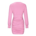 thumbnail image 4 of cfhntfmh Bodycon Dresses for Women V Neck Cocktail Dress Fall Fashion Long Sleeve Ruched Party Evening Mini Dress, 4 of 6