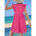 thumbnail image 6 of Womens Summer Dress Ruffle Sleeve V Neck Midi Dresses Fashion Casual Fit Flowy Tiered Boho Beach Vacation Sundress Rose Red XXL, 6 of 7
